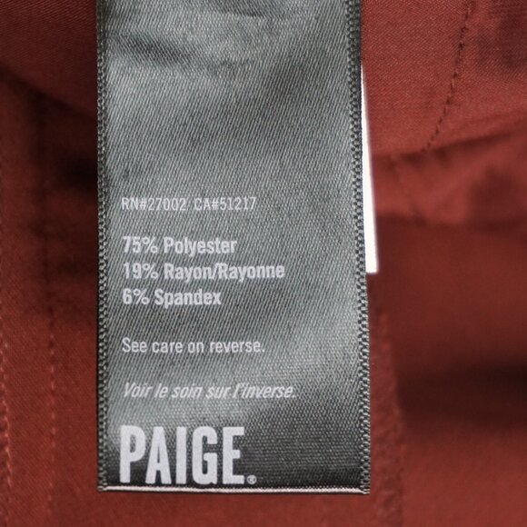 Paige Aracelli Pleated Cuff Hem Trouser Pants in Mahogany size 12 NWT - Picture 15 of 16